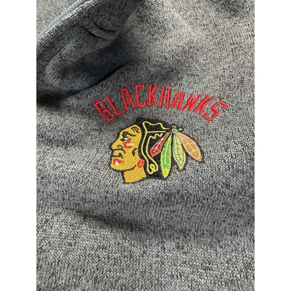 Chicago Blackhawks Sweater Mens XL Gray NHL Fleece Full Zip Jacket Hockey - Picture 3 of 9